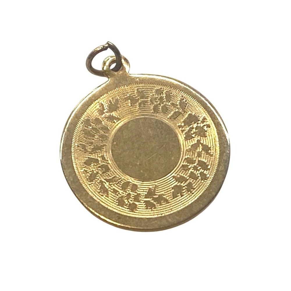 Vintage Gold Plated Flower Textured Floral Medallion Charm Pendant